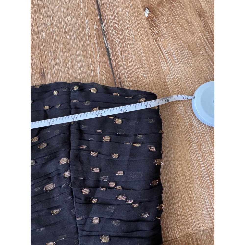 Shoshanna Black Gold Metallic Silk Polka Dot Strapless Peplum Top Size 0 - Picture 6 of 8